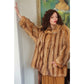 Vintage 70s Fox Fur Coat Hip Length Stripe Pattern / L