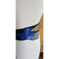 Vintage 80s Belt Snakeskin Leather Blue Beige Black Sash Tie