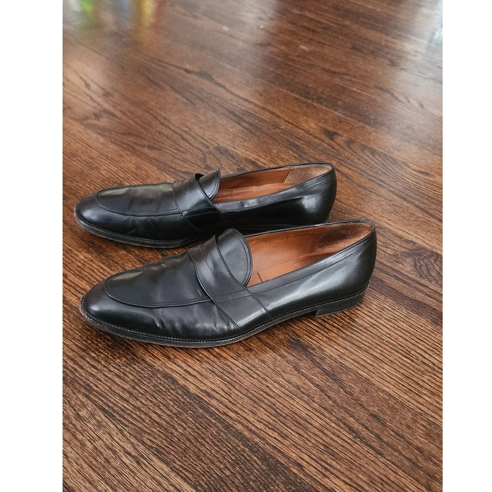 Vintage 90s Ferragamo Women's Shoes Penny Loafers 10.5 Narrow Black Leather