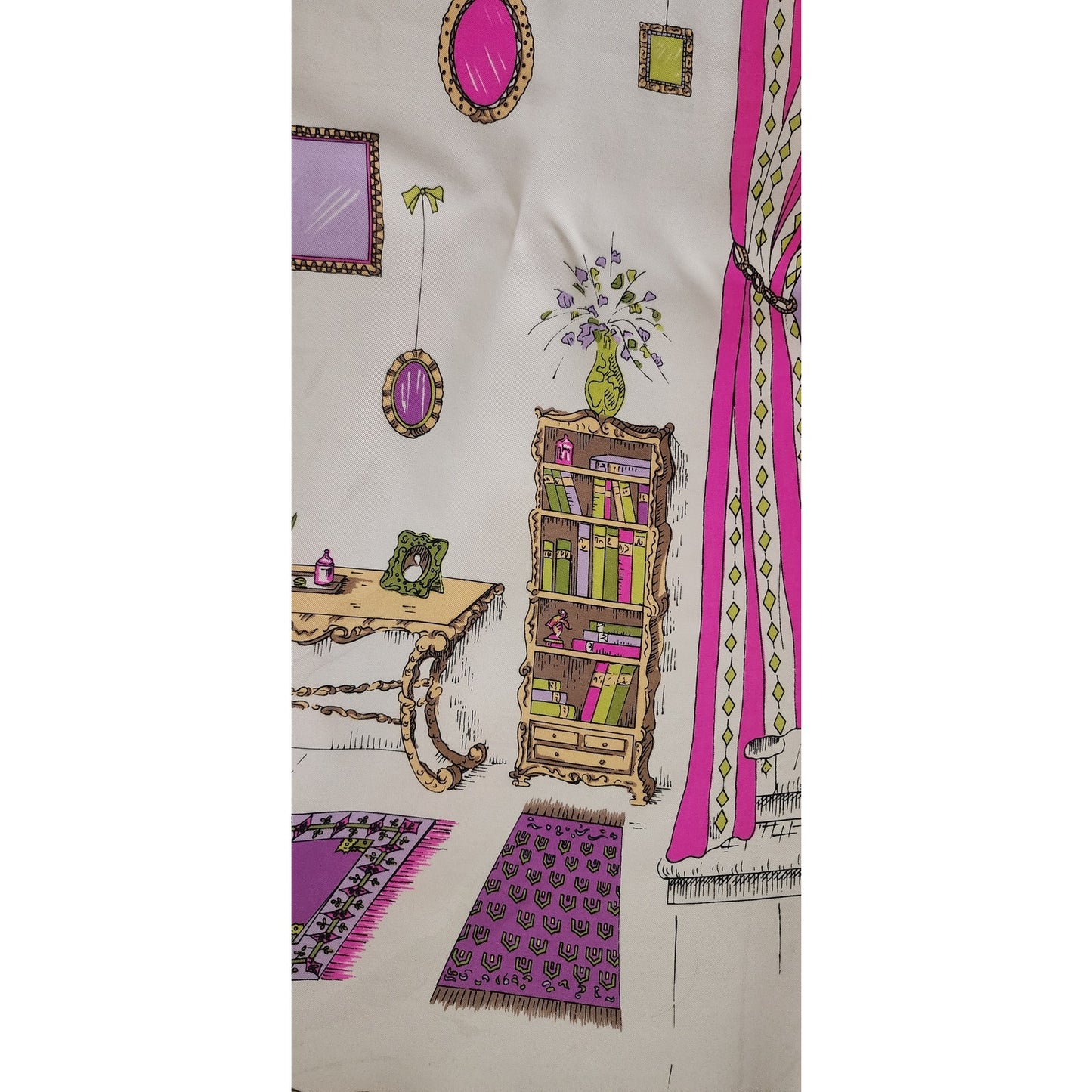 Vintage 1950s Emilio Pucci Scarf "Villa Toscana" 1957 Archival Documented Italian Interior Curtain Window Frames