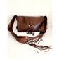 Vintage 2000s BCBG Brown Leather Shoulder Bag w/Fringe