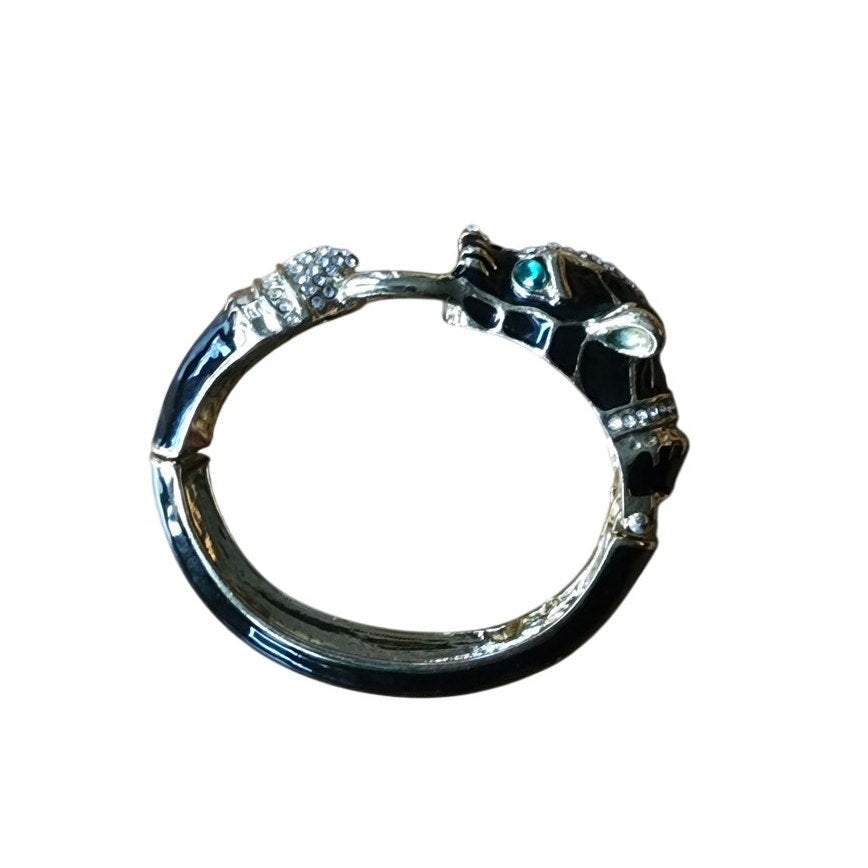 Vintage Black Panther Enamel Bracelet Art Deco Erte Style