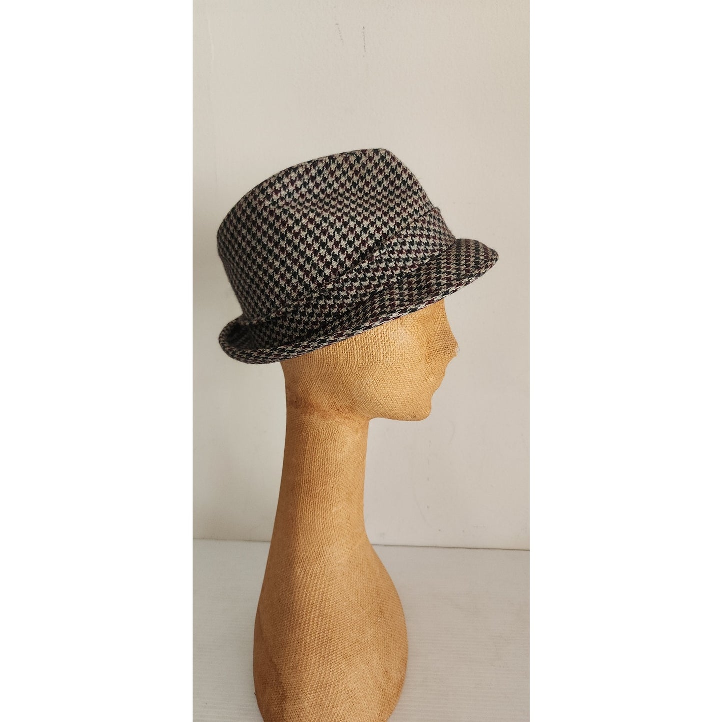 Vintage 60s Mens Fedora Gray Cashmere Houndstooth Dobbs Golden Coach