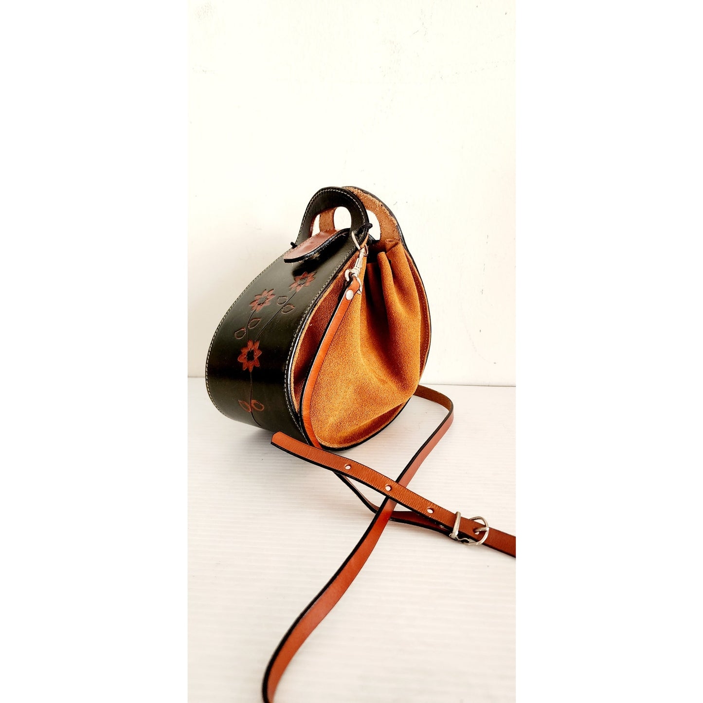 Paco Garzon Shoulder Bag Brown Tooled Leather