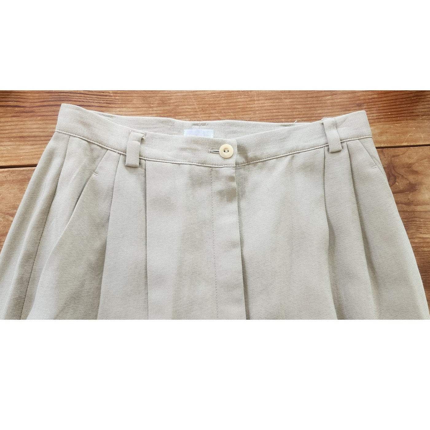 Vintage 90s Pant Suit Beige Cotton Rayon Joan & David / Small