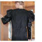 Vintage 80s GALAN0S Couture Dress Black Lace Evening Gown Sculpted Puffed Shoulders