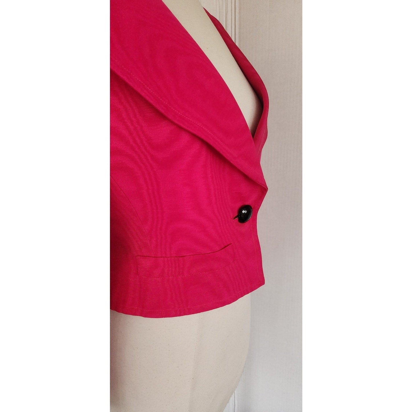 Vintage 1990s YSL Saint Laurent Blazer Pink Fuschia Silk Rive Gauche