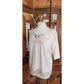 Vintage 70s Peasant Blouse Embroidered Cream Cotton Lace Short Sleeves