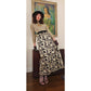 Vintage 1970s Gold & Black Maxi Dress Metallic Spiral Swirl / S