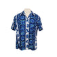 Vintage 60s Ui-Maikai Men's Blue Hawaiian Tiki Shirt Cotton Short Sleeve
