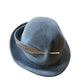 Vintage 70s HALSTON Gray Wool Felt Fedora Hat w/ Feather Wide Brim