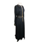 Vintage 1970s Geoffrey Beene Set Black Jersey Blouse Maxi Skirt Gold Trim Boho