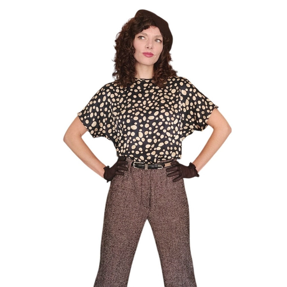 Vintage 1990s Sonia Rykiel Pants Brown Wool Tweed Flares Trousers Slacks Size 42