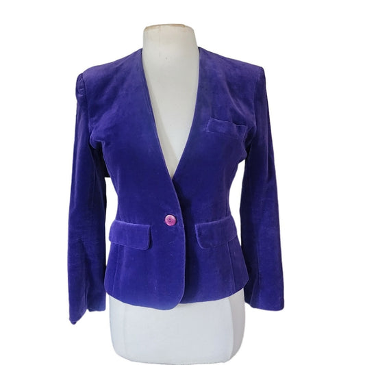 Vintage 80s Purple Velvet Blazer Fitted Jacket Daniel Niveau