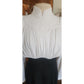 Vintage 80s Neo Edwardian Dress White Ruched Top Black Skirt Long Sleeves / M