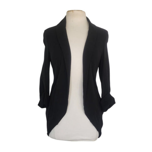 Vintage Eileen Fisher Blazer Black Silk Jacket Petite Minimalist