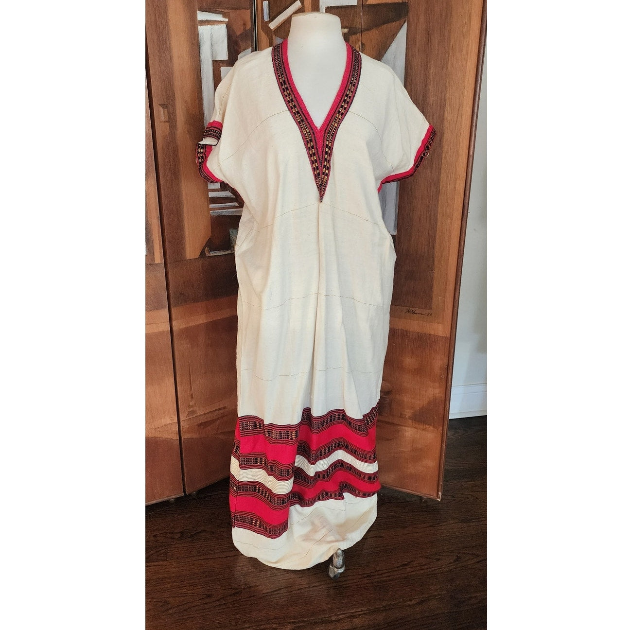 Vintage Handmade Ethiopian Eritrean Habesha Dress + Scarf Traditional Folk Ethnic Costume