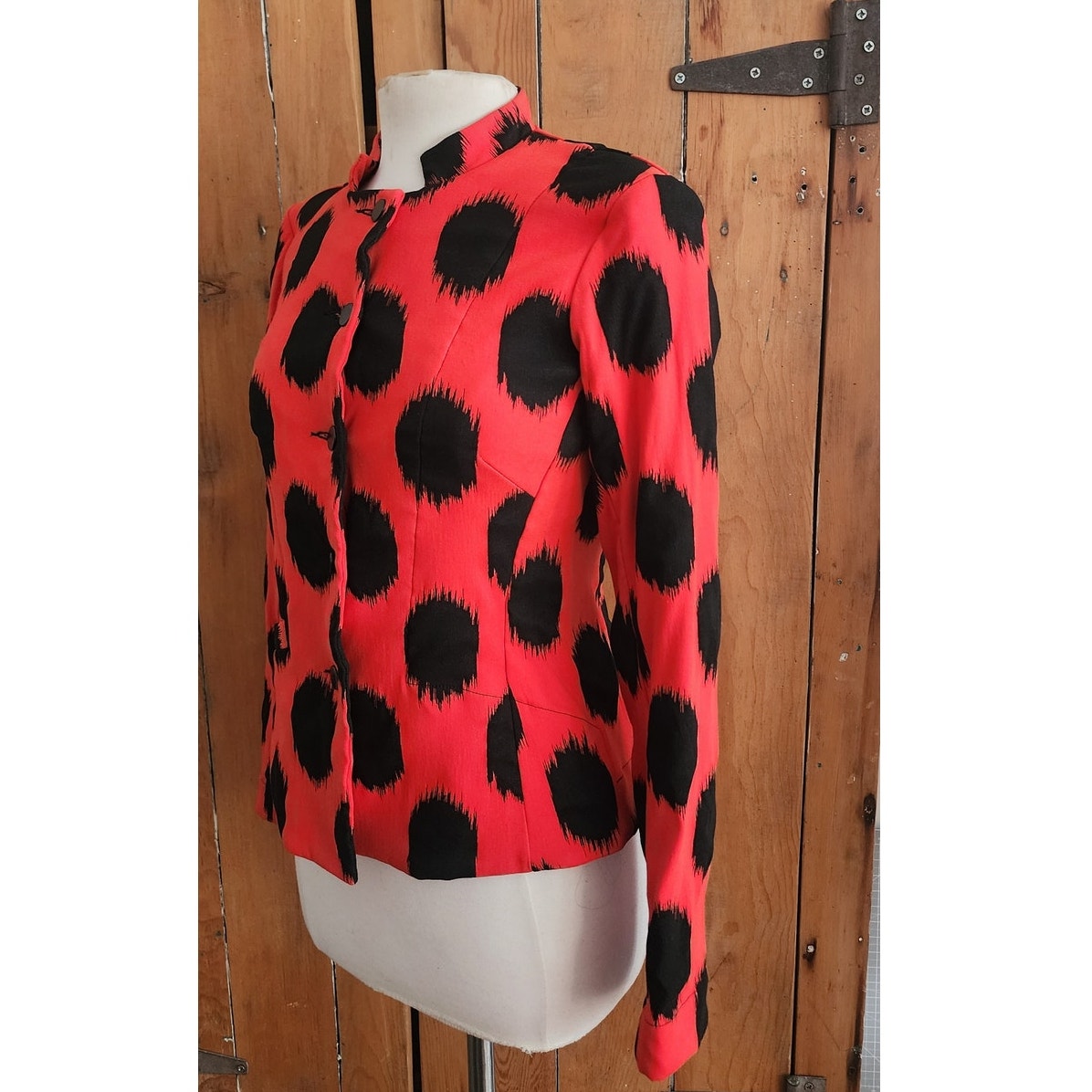Bitte Kai Rand Blazer Orange Black Spots Ikat Print Danish Art to Wear NWT