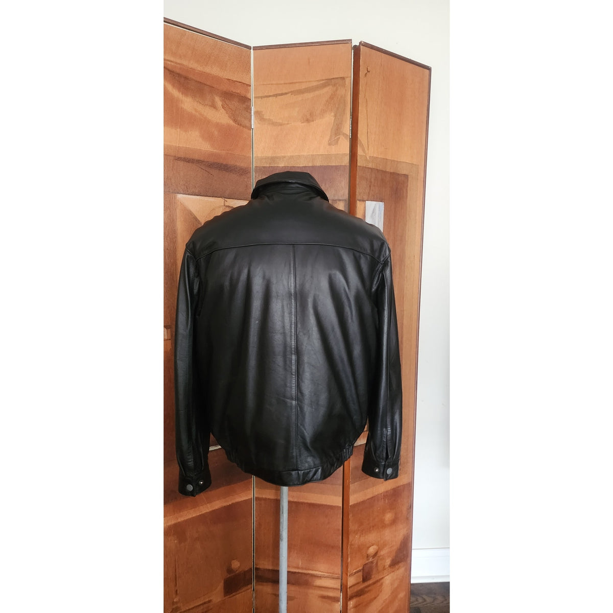 Vintage 1990s Perry Ellis Portfolio Jacket Leather Collared Full Zip Duckdown Liner XL