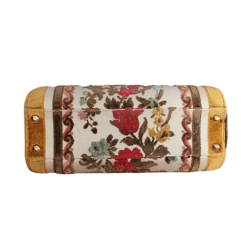 Vintage Tapestry Handbag Milch Floral Chenille Brocade Boho Purse