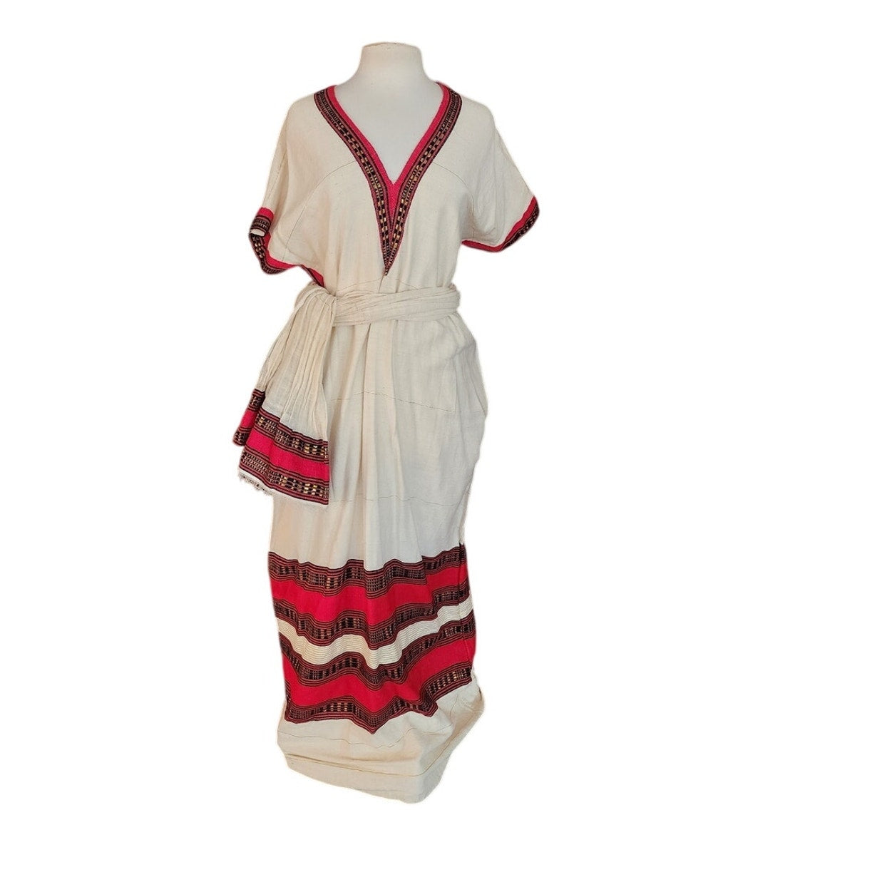 Vintage Handmade Ethiopian Traditional Costume Coptic Eritrean Habesha Dress Scarf Folk Ethnic