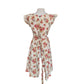 Vintage 50s Swirl Wrap Dress Cotton Rose Classical Columns Print Apron Housewife Full Skirt Pockets