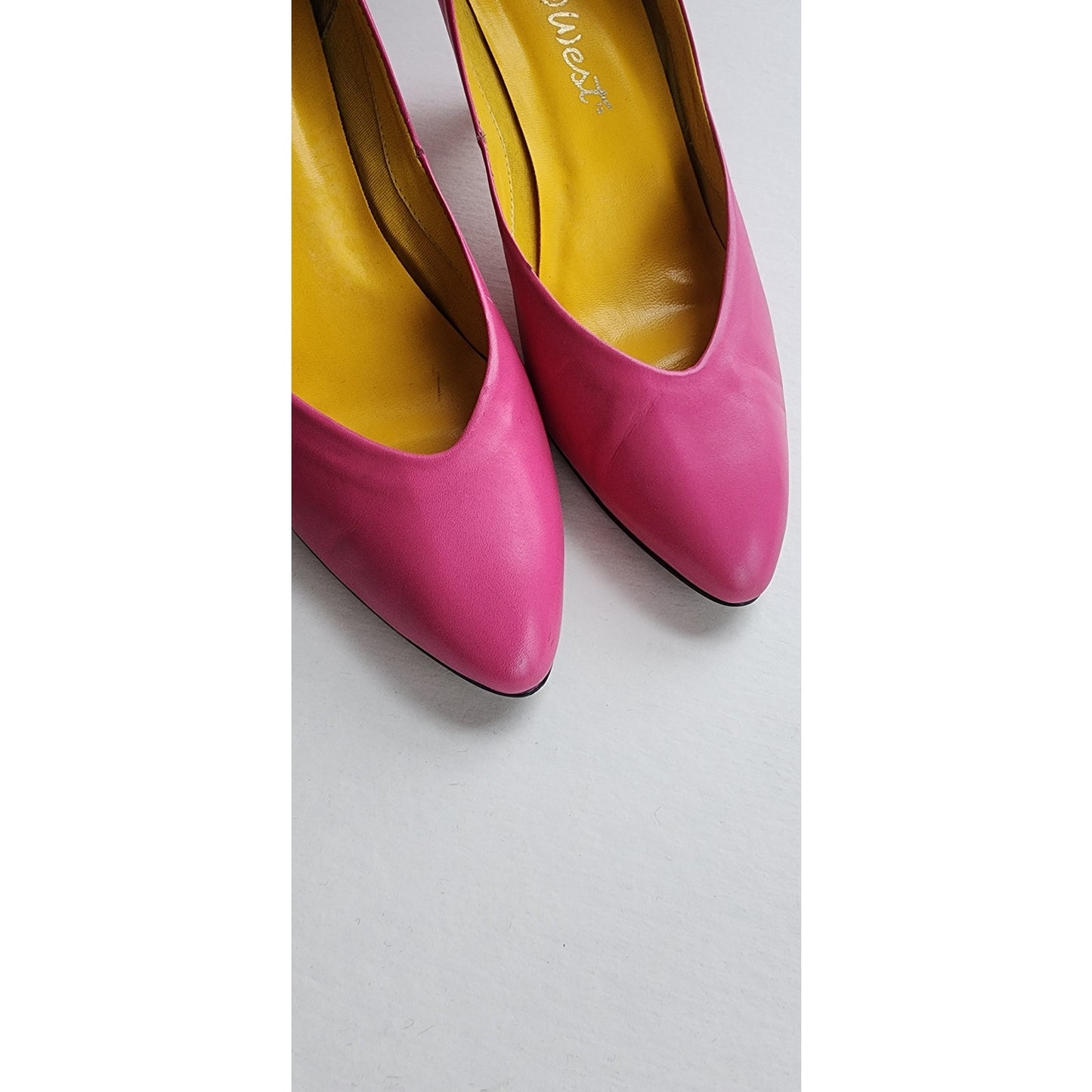 Vintage 80s Pink Shoes Leather Pump Kitten Heel / 10M