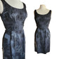 60s Wiggle Dress Black Beaded Silk Hong Kong Embroidery / M