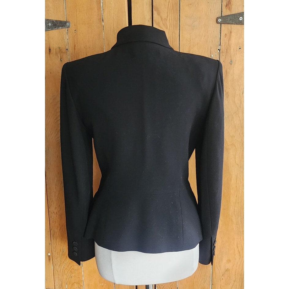 Vintage Hermes Blazer Black Wool Three Button Closure / M