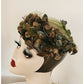 Vintage 1950s Green Hat Floral Fruit Crown Circlet Fascinator w/Veil by Chapette