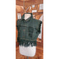 Vintage 80s Distressed Green Denim Vest Cropped Fringed by Navi / L