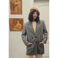 Vintage 80s Long Blazer Lilli Ann Houndstooth Wool Jacket Gray Black