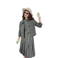 Vintage 1960s Sybil Connolly Skirt Suit Gray Black Striped Wool / Small