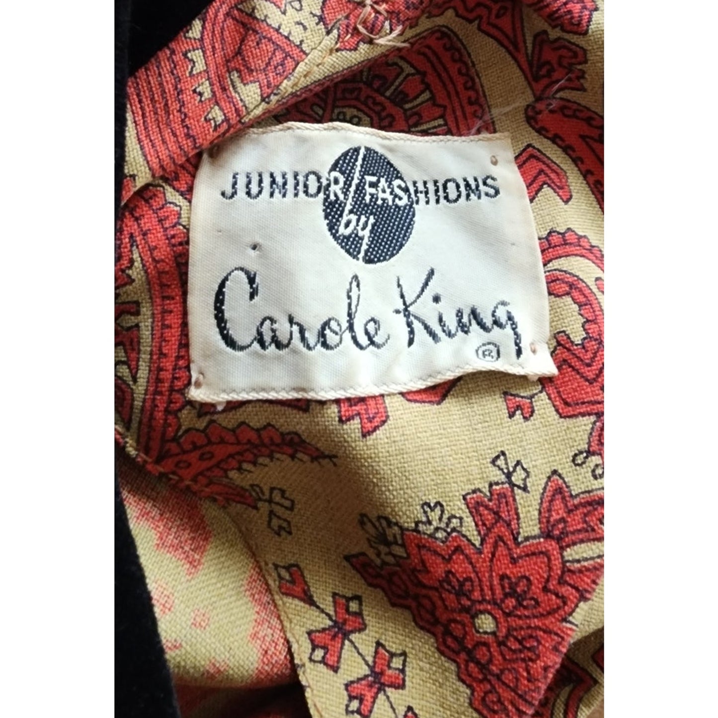 Vintage 50s Orange Paisley Print Midi Dress Carole King Junior Fashions / XS