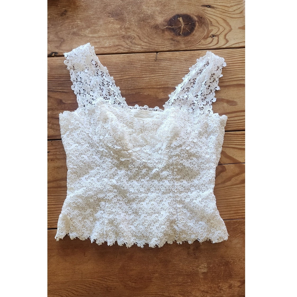 Vintage 50s White Lace Top Sleeveless Shell