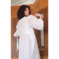 Vintage 80s Barboglio Neiman Marcus White Cotton Puff Sleeve Prairie Peasant Dress