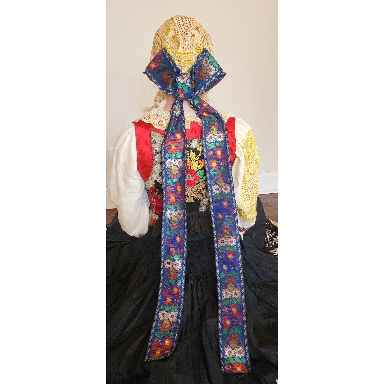 Antique Slovakian Folk Costume COMPLETE Kroj Piesteny Wedding Outfit Blouse Skirt Vest Cap Belt