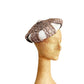 Vintage 50s Beret Hat Brown Straw Cream Silk