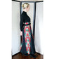 Vintage 70s Black Maxi Dress Colorful Skirt Embroidery Cleopatra Broumand AS IS
