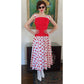 Vintage 80s Polka Dot Print Dress Red White Leslie Lucks
