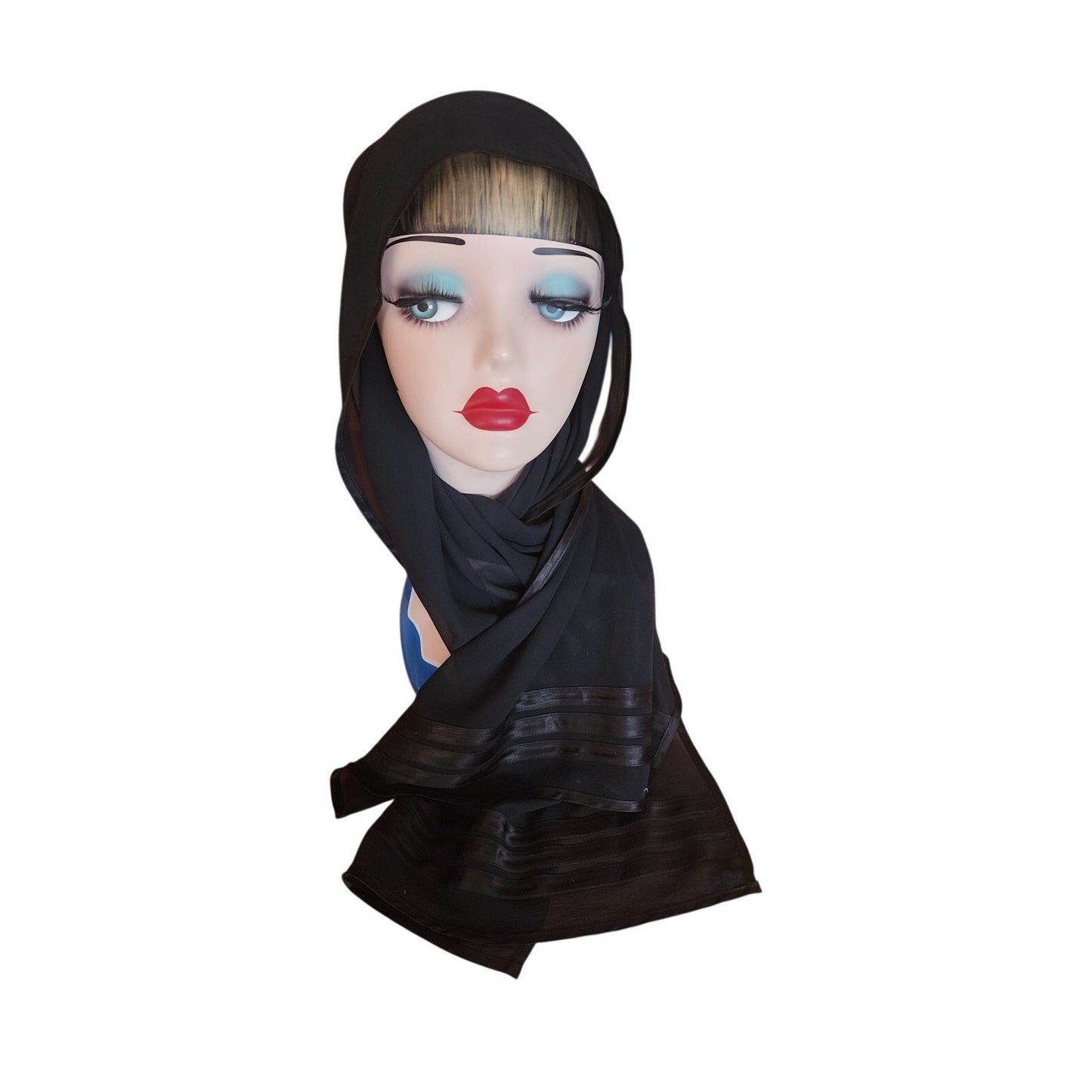 Vintage 90s Armani Collezioni Black Silk Scarf Satin Stripe