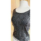 Vintage 60s Black Beaded Shell Top Dressy Sleeveless