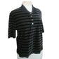 Vintage 1990s Sonia Rykie Velourl Top Black Gray Striped Short Sleeve Knit Polo Shirt