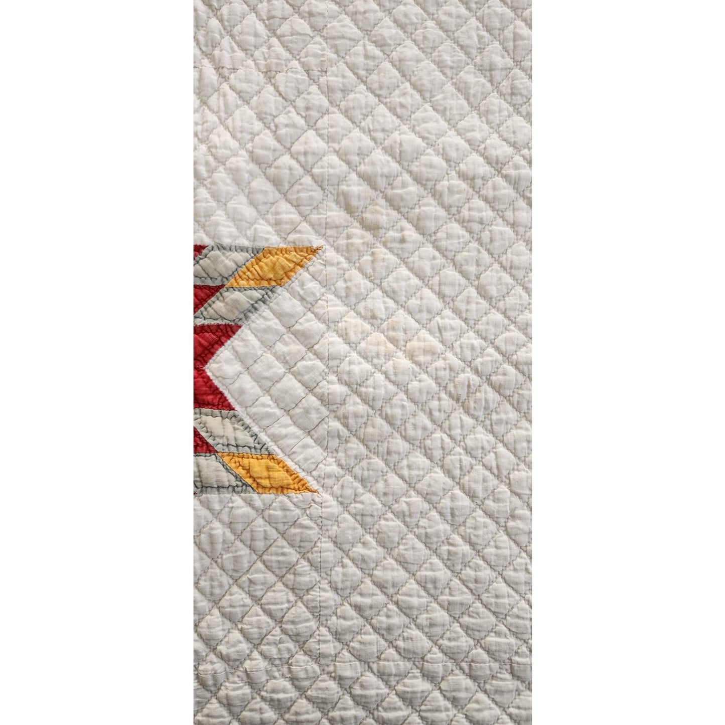 Antique American Quilt 1800s Star Of Bethlehem Cotton Turkey Red Cheddar Yellow on Ivory