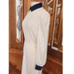 Vintage 1970s St John Suit Santana Knit Jacket Skirt Blouse Cream Navy 3 Piece