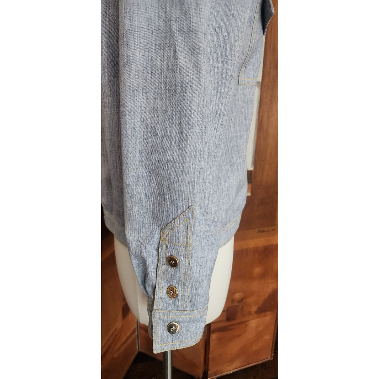 Vintage 70s S Howard Hirsh Jacket Blue Denim Shirt Country Western Cowgirl