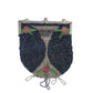 Vintage 1920s Beaded Bag Blue Silver Flapper Purse Martini Glass Design
