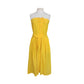 Vintage 80s Sonia Rykiel Strapless Dress Yellow Cotton Button Front Sash Belt Waist