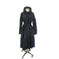 Vintage 2000s Sonia Rykiel Coat Dress / Black Trench Belted Raincoat Ruffled Skirt + Hood / M
