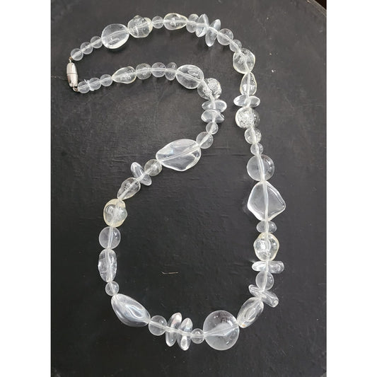 Vintage 80s Chunky Necklace Clear Lucite Beads